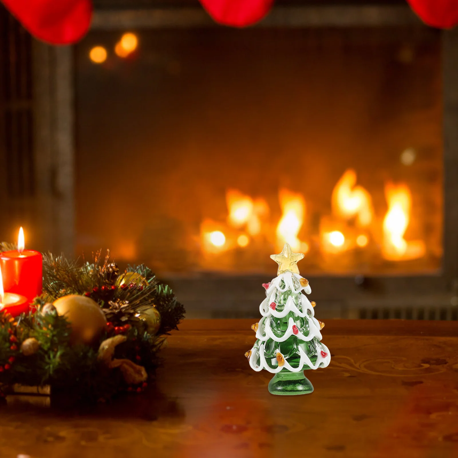 

Simulated Christmas Tree Decor Glass Craft Tabletop Decoration For Home Office Party Xmas Trees Holiday Decor