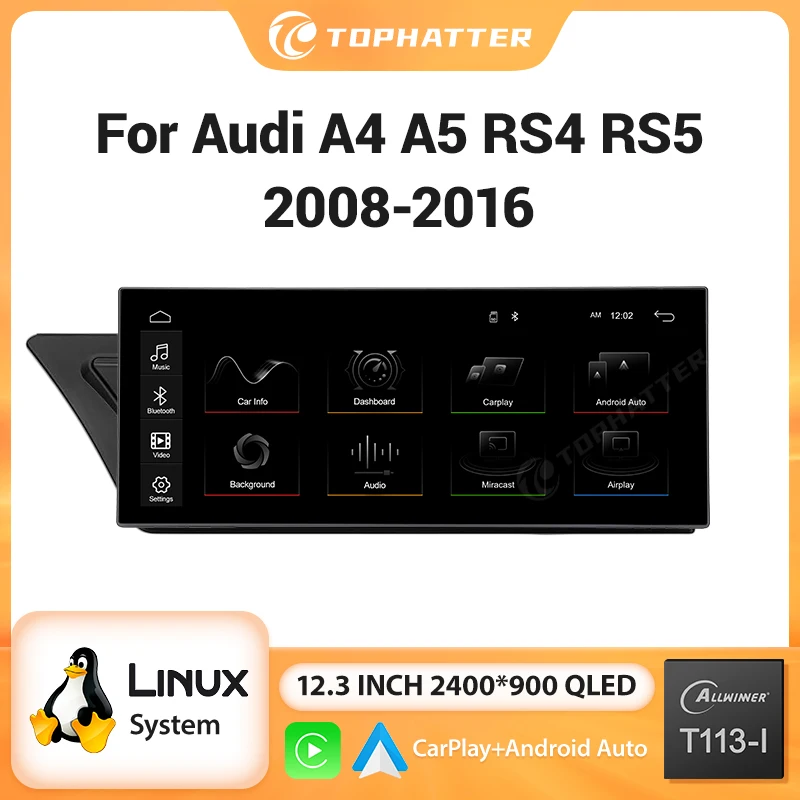 

12.3 inch Multimedia Display Touch Screen For Audi A4 A5 2008-2016 Airplay Miracast Function Wireless Carplay Android Auto Navi