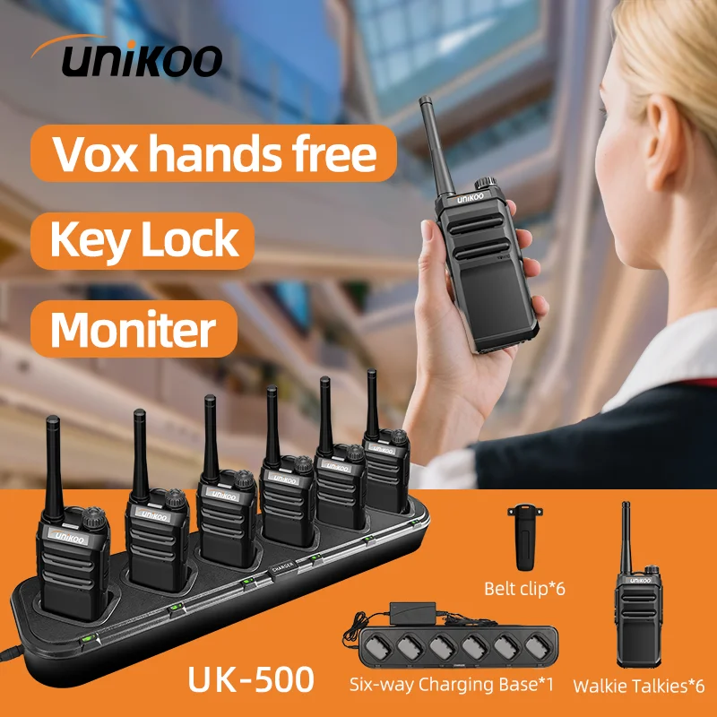 

UNIKOO UK500 Walkie Talkie Handheld Transceiver 5KM Receiver Two Way Radio Walkie-Talkie Radio Comunicador for Hotel Restaurant