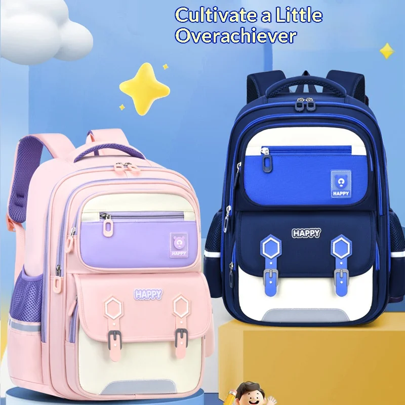 New British style student backpack, lightweight and spine protecting, large capacity backpack, children's backpack