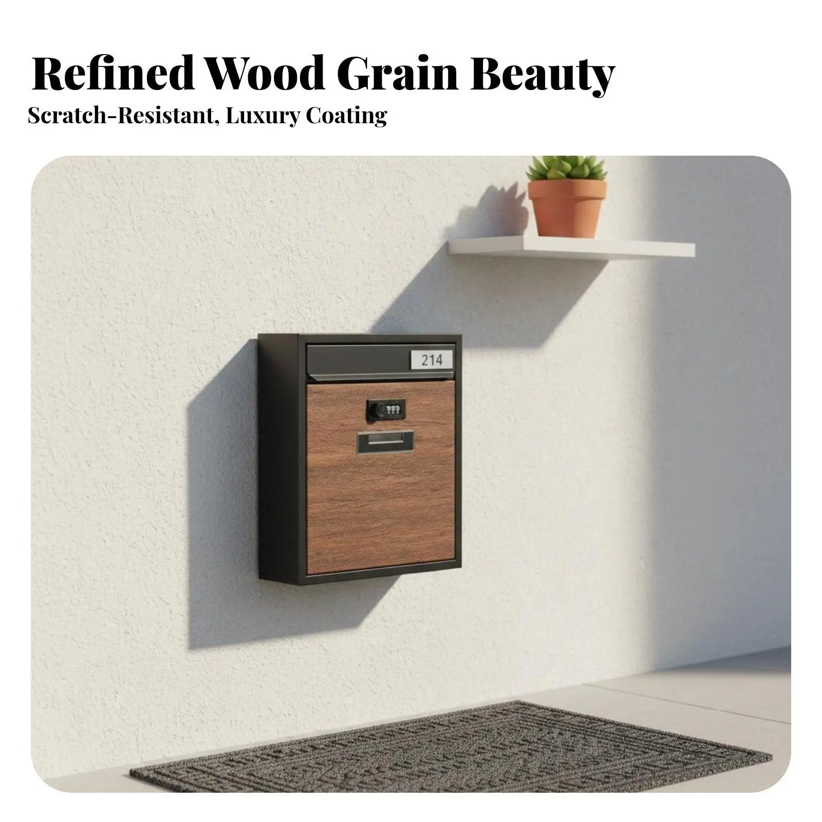Weather Resistant Metal Letter Box with Lock Elegant Wall Mount Mailbox Outdoor Large Mail Slot for House Entrance
