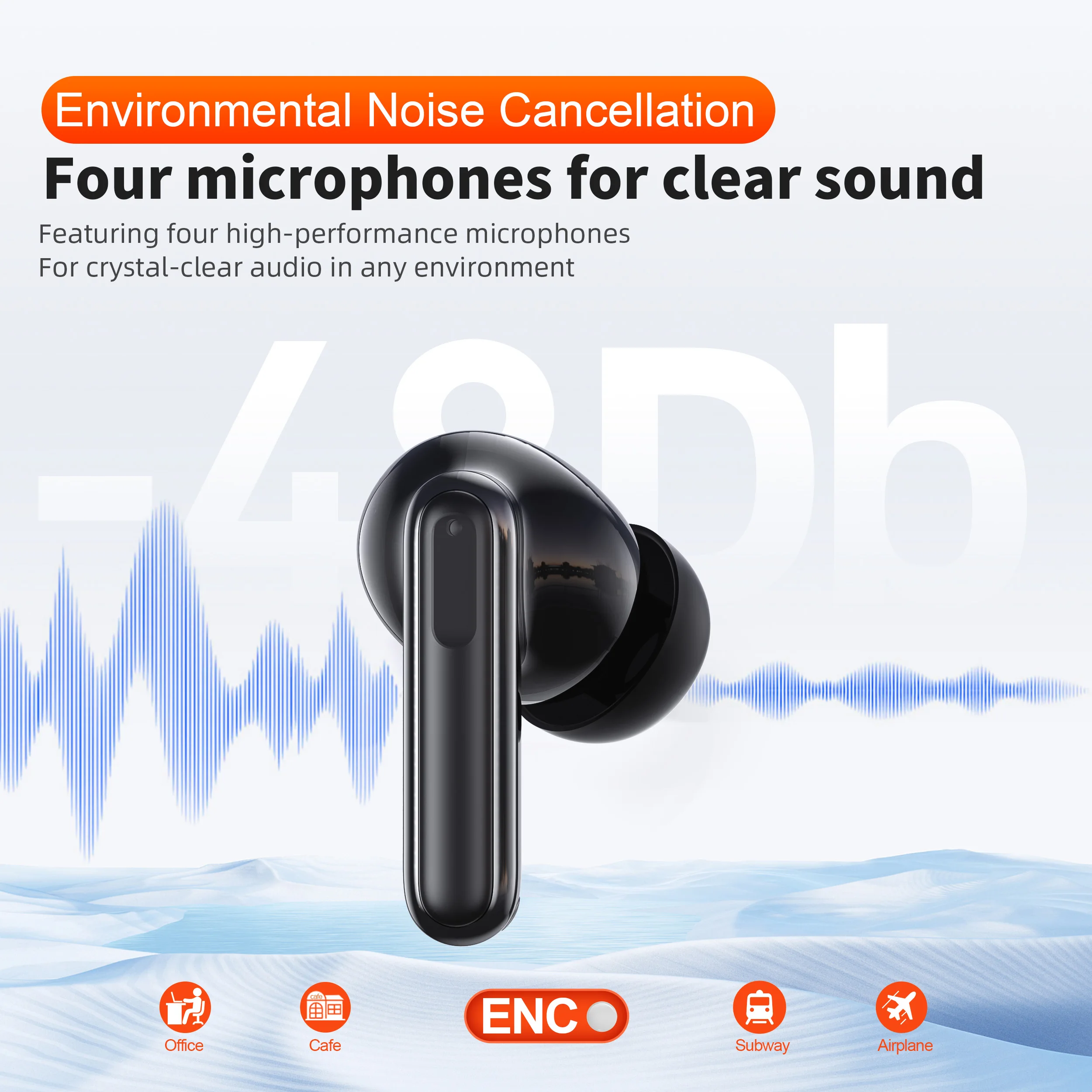 Wireless Headphones,QERE E50,NEW TWS Bluetooth 5.3,HD Microphone,HIFI Earphones,13mm Driver,Display screen+touch,4 Mics+ENC Call