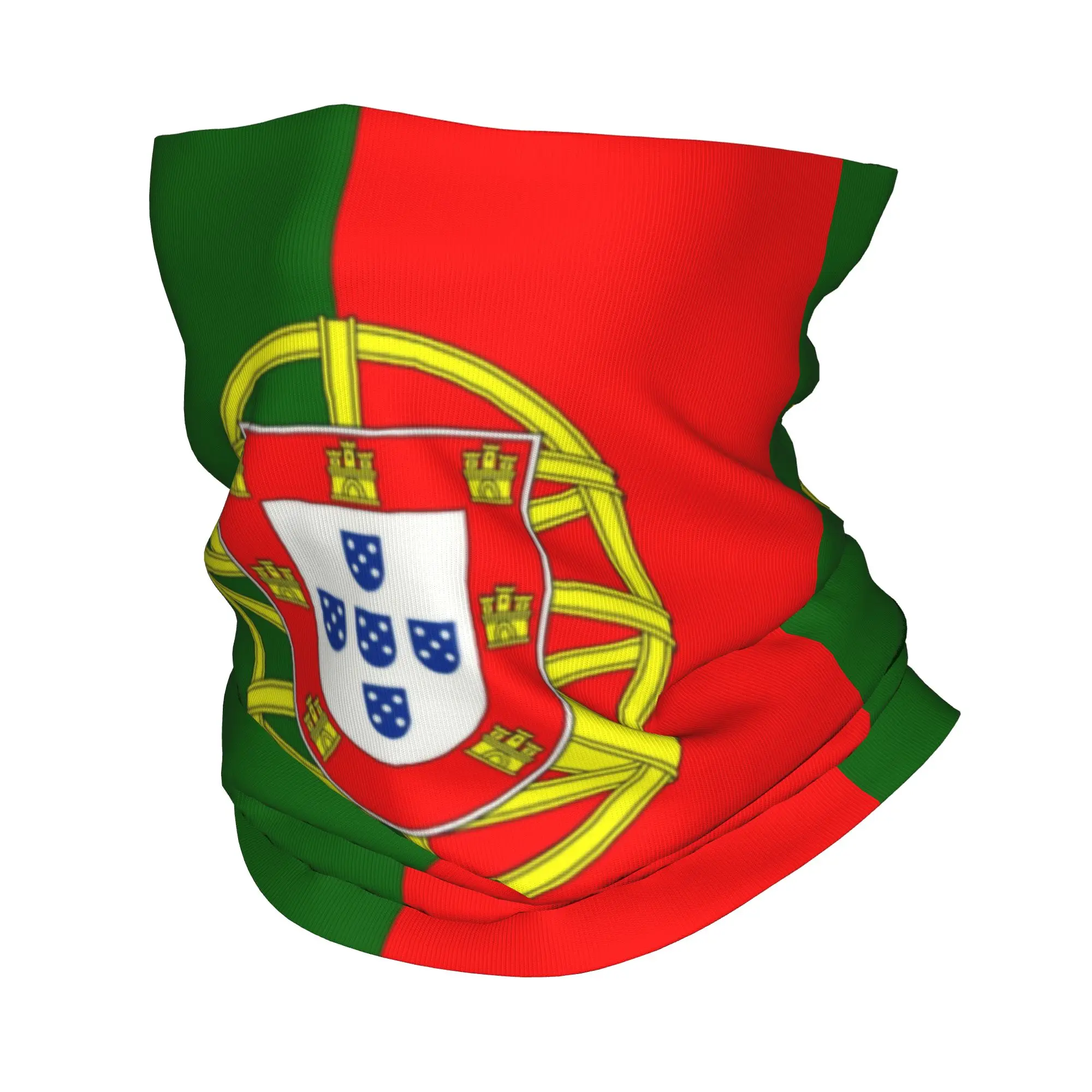 

Custom Flag of Portugal Bandana Neck Warmer Women Men Winter Hiking Ski Scarf Gaiter Portuguese Republic Coat of Arms Face Cover