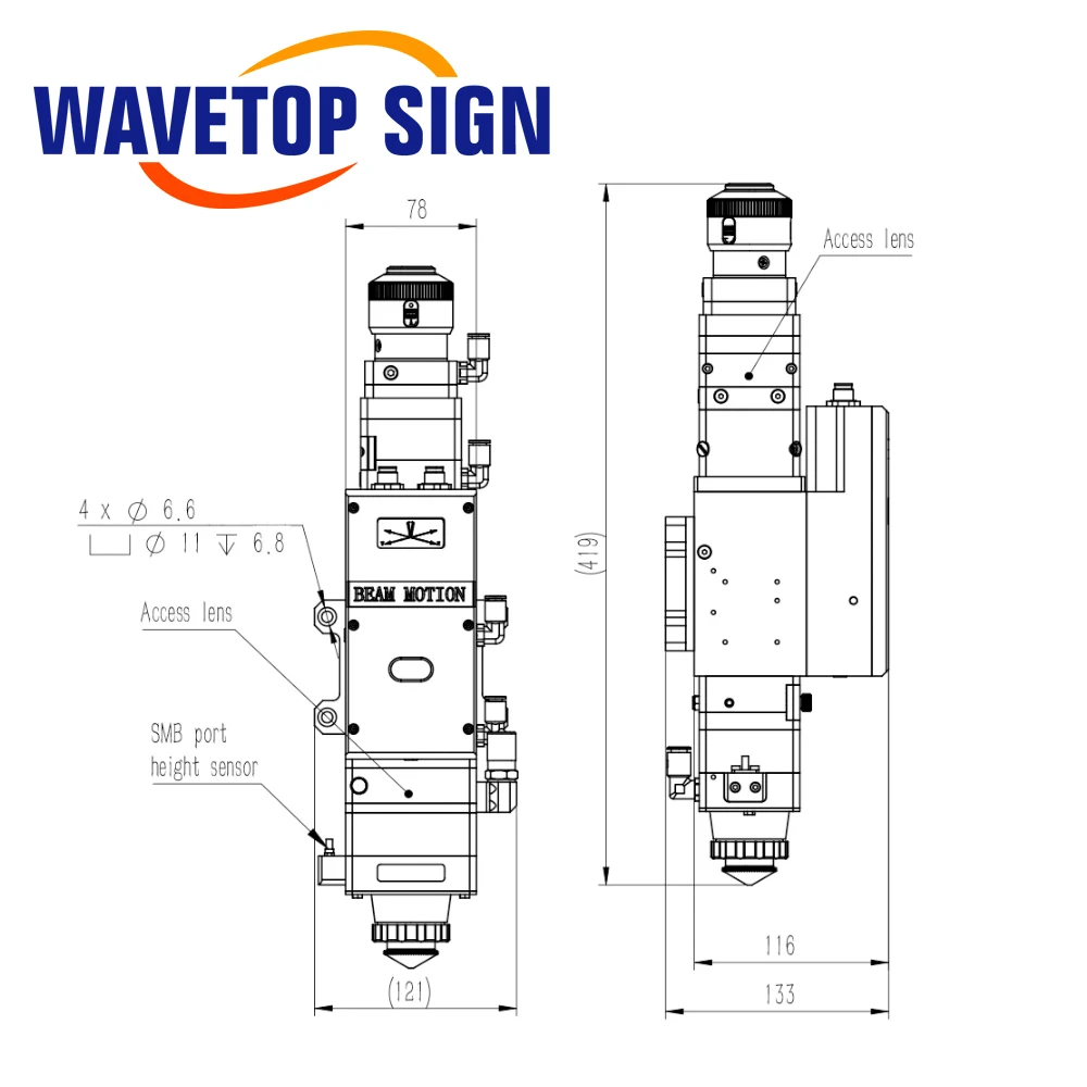 WaveTopSign Raytools BM110 0-3.3KW Auto Focusing 2D Fiber Laser Cutting Head for Fiber Laser Cutting Machine