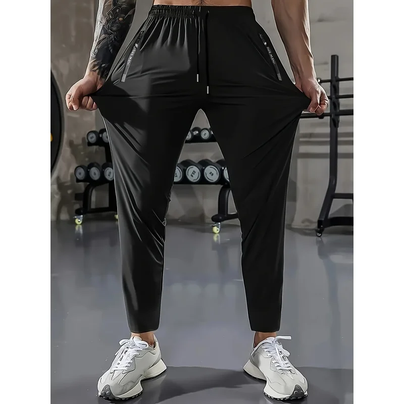 Man Jogger Pants Men's Elastic Sports High Elasticity Quick-Drying Fitness Straight Fishing Baggy Sweatpants Football Hiking Gym