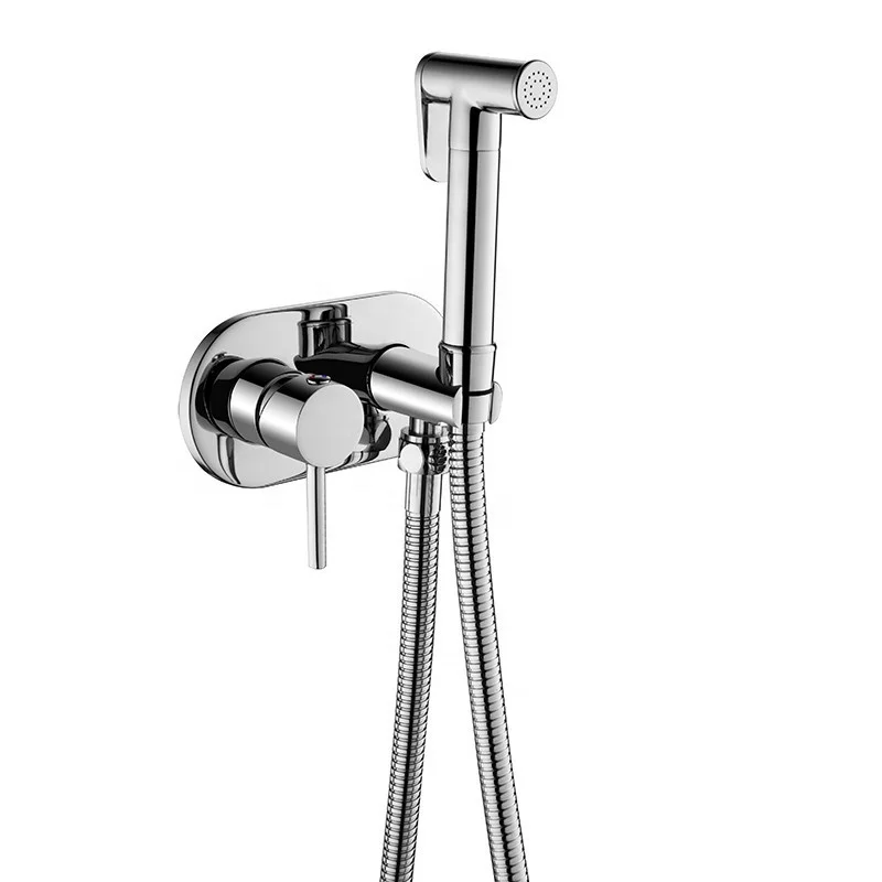 

USA Brass Quality Handheld Wall Mounted Single Handle Chrome Plated Toilet Bathroom Hot and Cold Bidet Sprayer