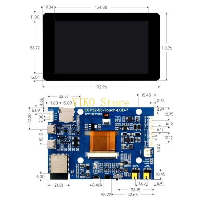 Pantalla LCD K32C ESP32 7 pulgadas, 800x480, placa desarrollo pantallas táctiles, compatible con pantallas