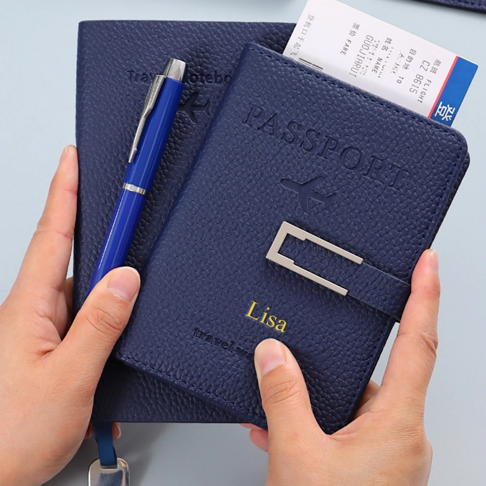 Customized name luggage tags, passport holders, notebooks, gift box sets, thick leather passport books, gifts