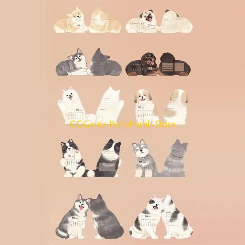 U55B Decorative Desktop Calendar With Animal Pattern Durability Wooden Frame For Efficient Schedule Management