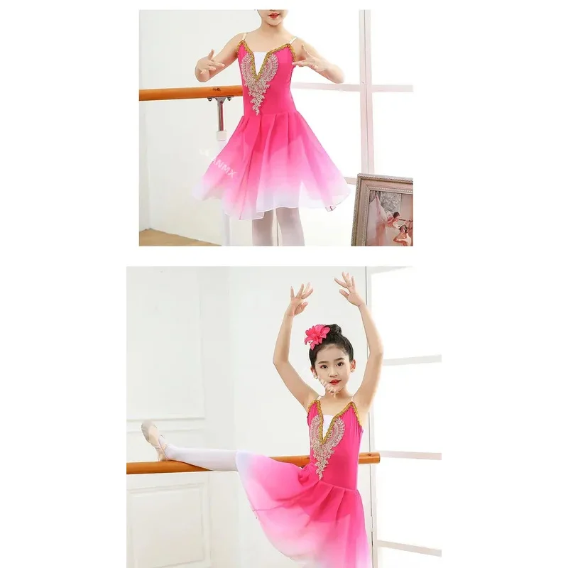 فستان توتو باليه طويل للأطفال والكبار، ملابس أداء الرقص الحديث للأطفال، تنورة باليه، ملابس التدريب،