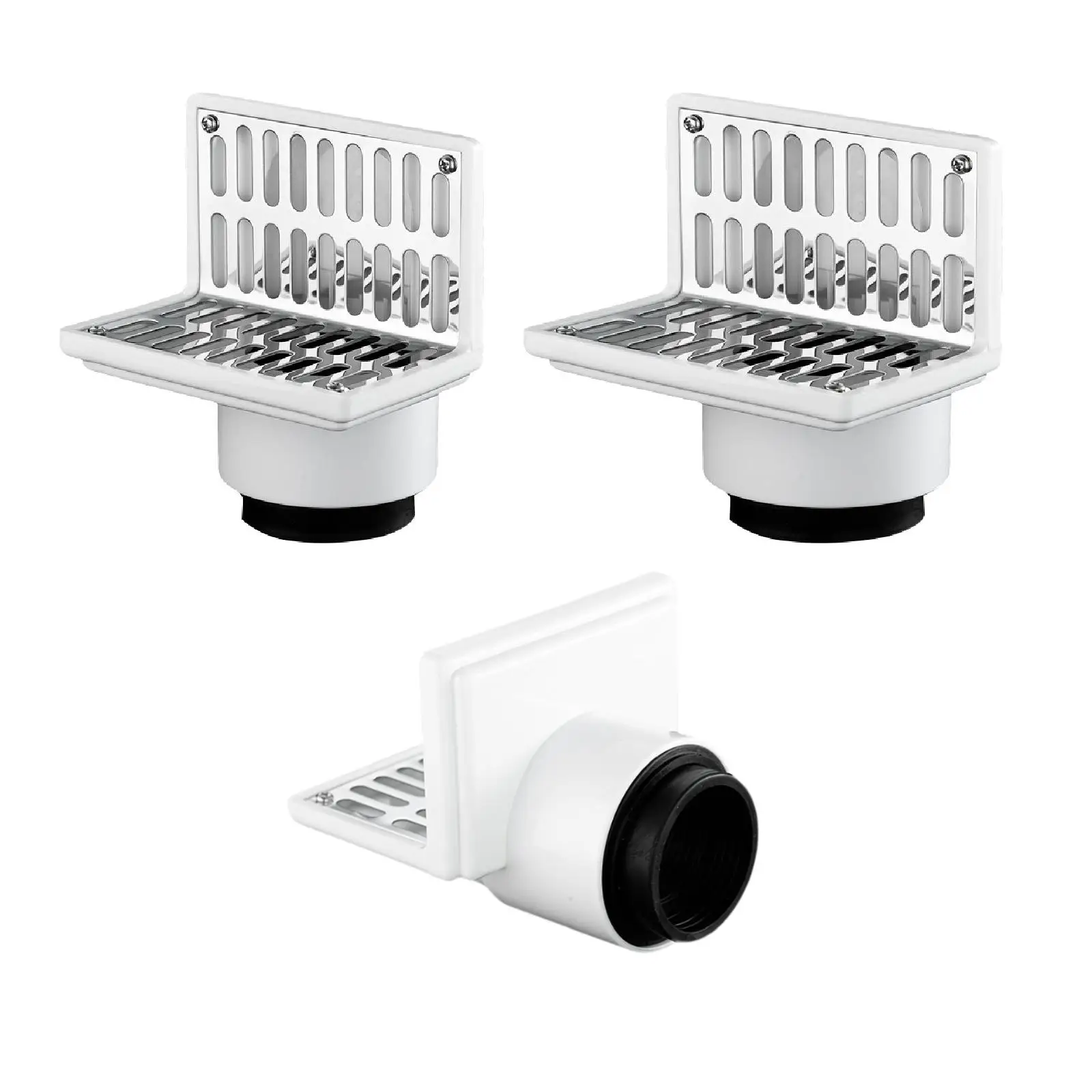 Side Corner Floor Drain Stainless Steel Easy to Install Horizontal Drainage Balcony Wall Floor Drain for Toilet Other Scenarios