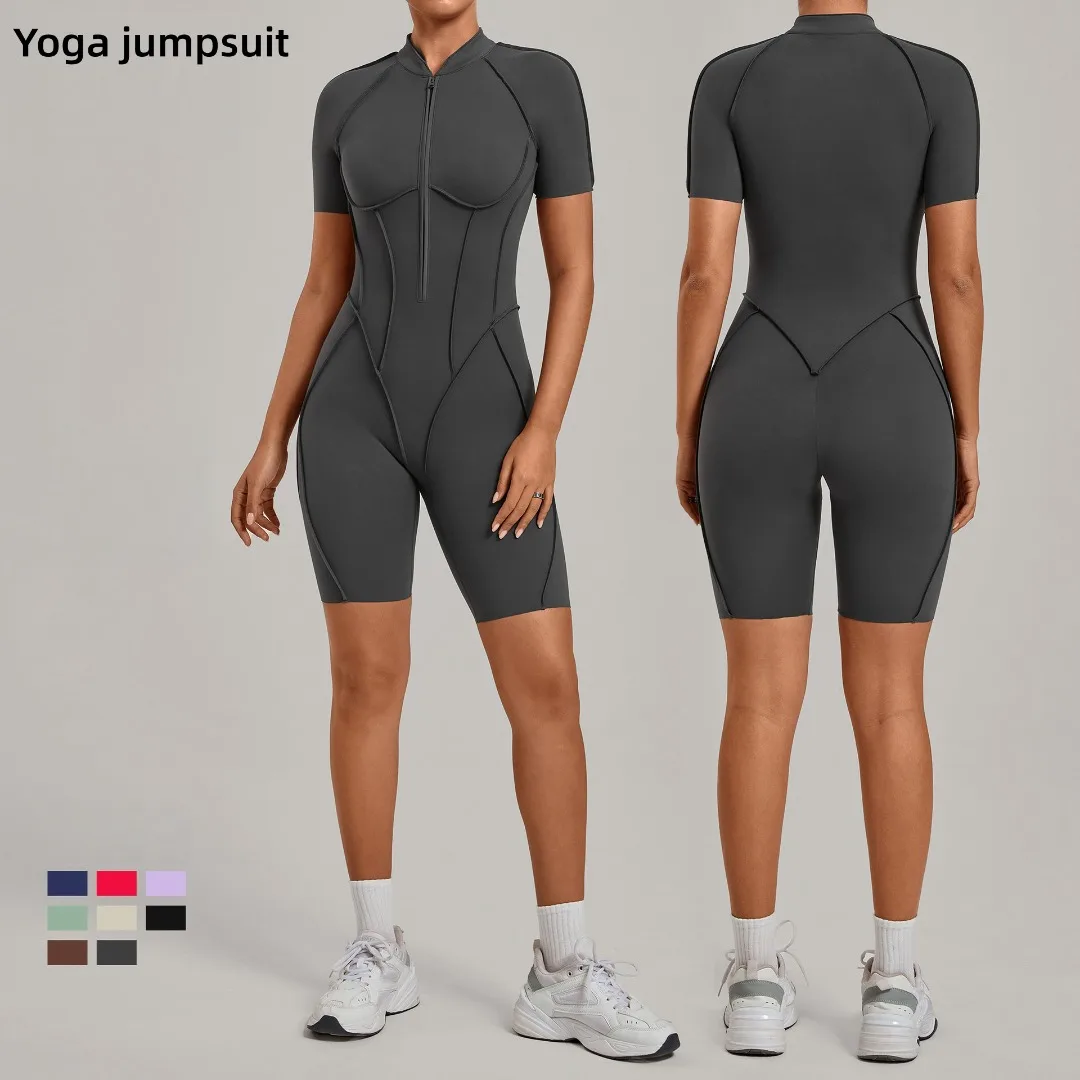 nuova-tuta-intera-da-yoga-da-donna-con-collo-alto-e-mezza-cerniera-effetto-sollevamento-fianchi-per-fitness-palestra-e-sport