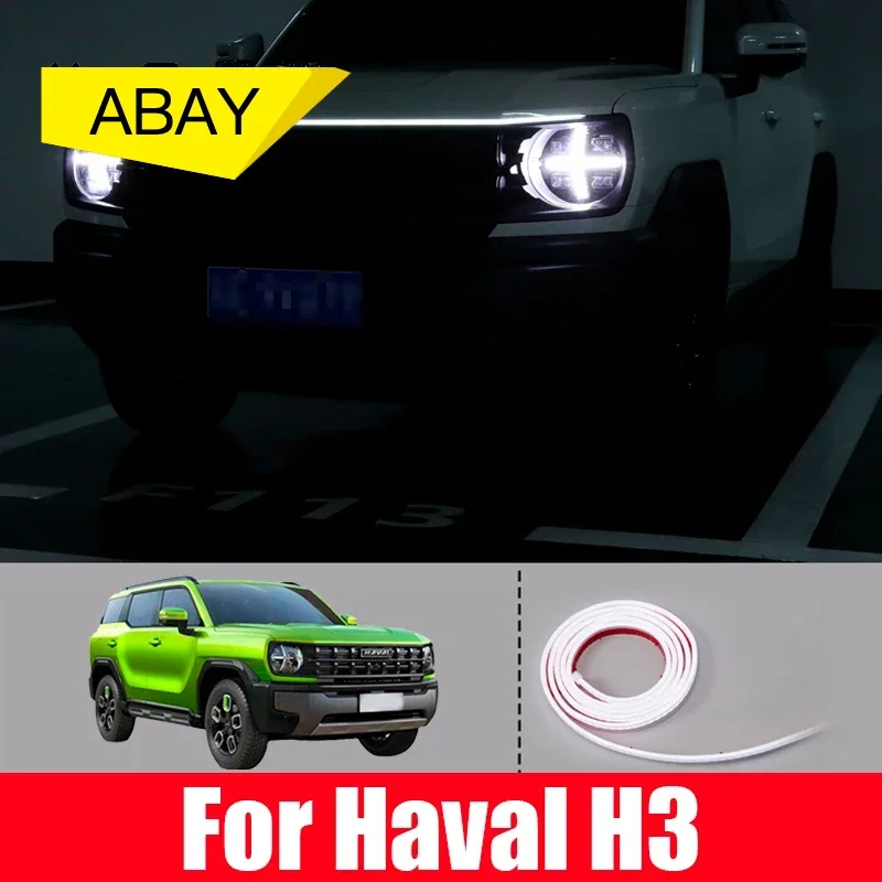 

Fit Haval H3 2024 2025 Automobile hood flow light Car hood decorative light strip Middle net light modification Accessories