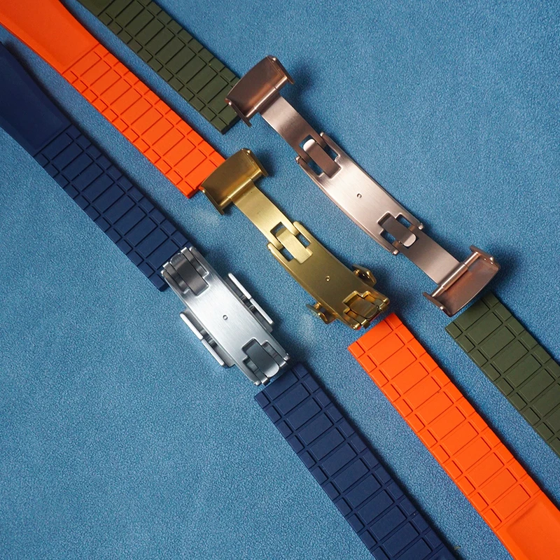 20mm 22mm Mosaic Design Watch Strap For Patek Philippe Seiko With Quick Release Spring Buckle FKM Strap For Cut To Size