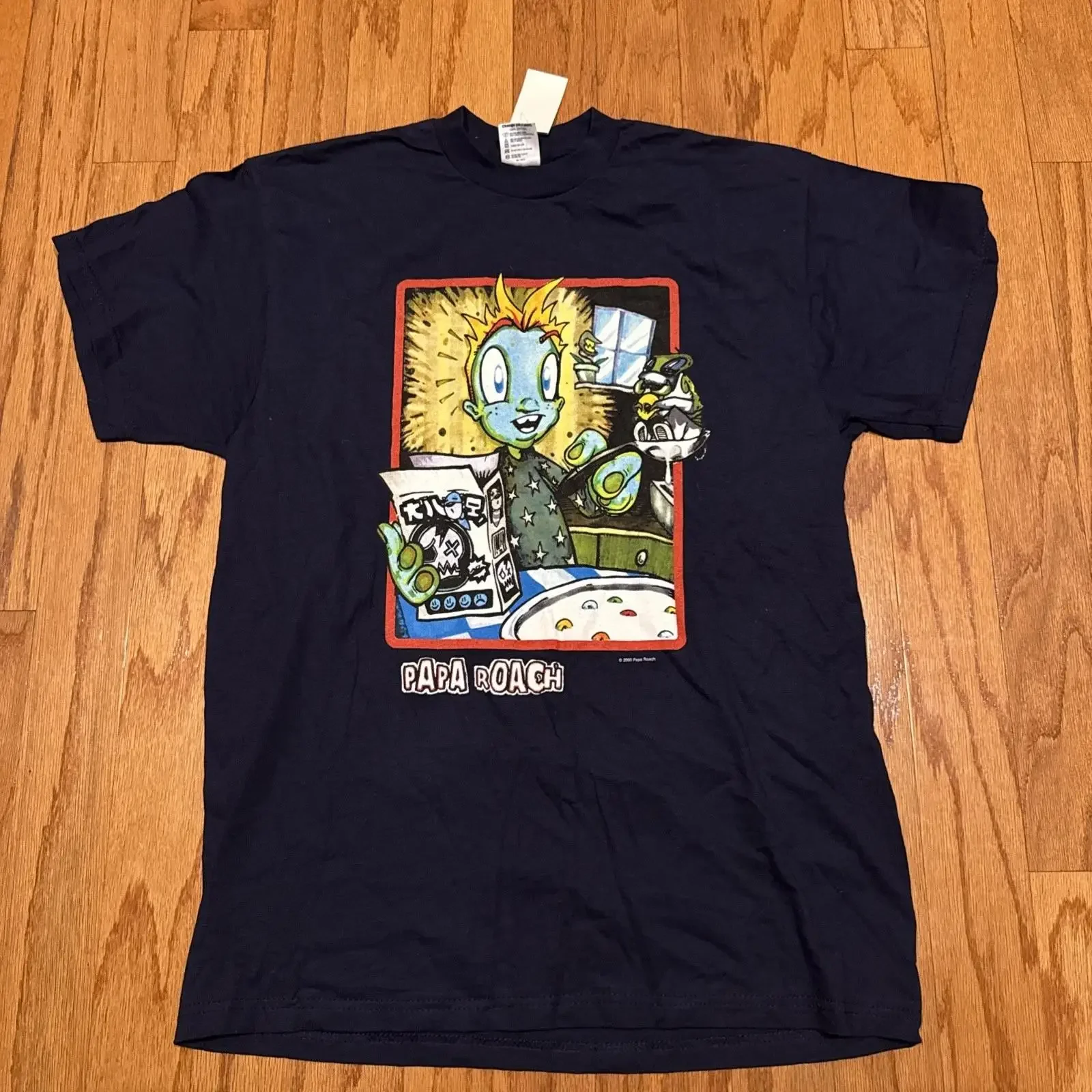 Vintage Papa Roach 2000 Band T Shirt Navy Blue Size L vintage Washed Unisex Casual Top For Everyday Wear Comfortable