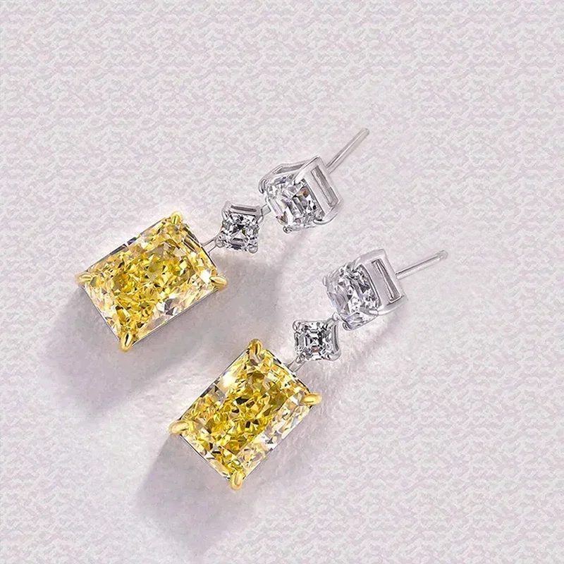2026 Fashion Bright Yellow Crystal Earrings Female Engagement Party Jewelry Temperament Women Wedding Ceremony Accessories