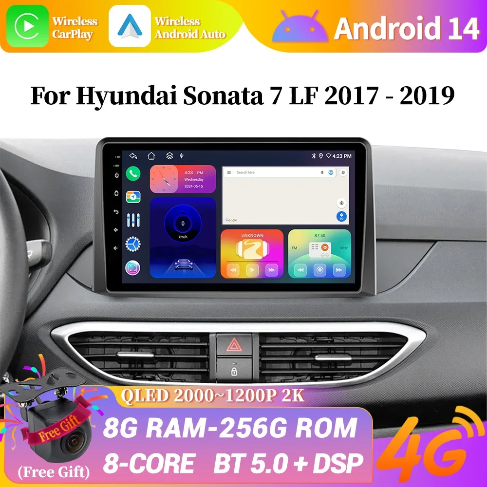 

Беспроводной стерео экран Carplay 4G Android 14 для Hyundai Sonata 7 LF 2017-2019 2DIN автомобильный радиоприемник навигация GPS WIFI мультимедиа