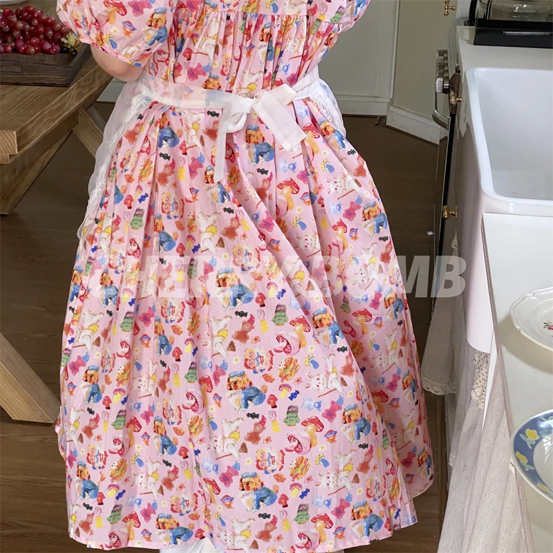 2025 Summer New Pure Cotton Kawaii Cute Girl Short-sleeved Pajamas Cartoon Printing Student Loose Casual Loungewear