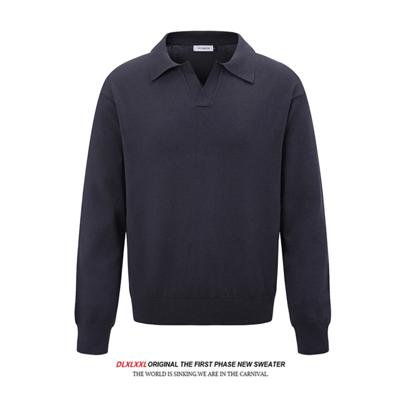 

GXFortune American Retro Thin Knitted Sweater Men Trendy Design Cool Haome High End Feeling Long Sve Crew Ne Sweatirt