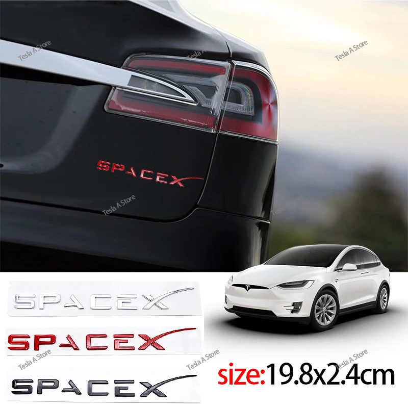 1pc 3D Space X Sticker Fender Side Decal For Tesla Model Y S 3 X Letters Space Rear Emblem Car Badge Trunk Auto Accessories