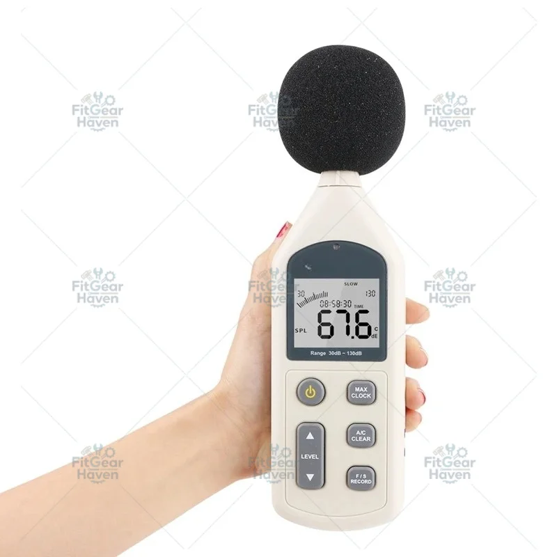 High Precision Noise Meter 30-130dB 0.1dB, Digital Sound Level Tester with USB, CD Software & Data Store