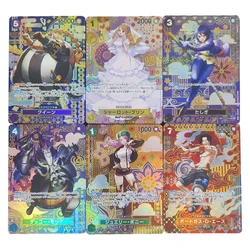 6Pcs/set Anime One Piece OPCG DIY Emperor OP08 Manga Queen Charlotte Pudding Strip Texture Flicker Card Game Collection Cards