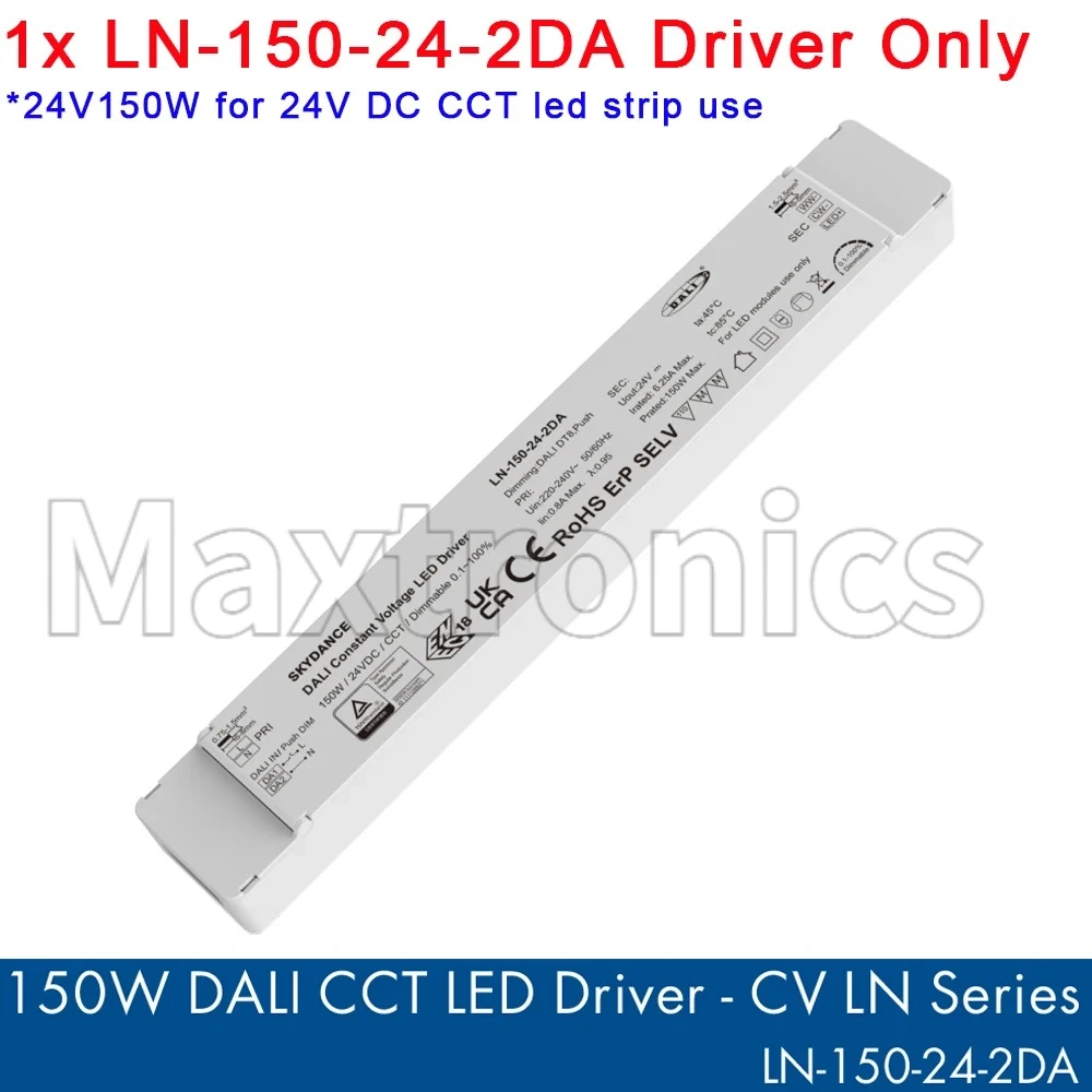 150W DALI Constant Voltage Dimmable LED Driver Skydance 12V 24V LN-150-12-DA/ LN-150-24-DA for Single Color CCT Led Strip Power