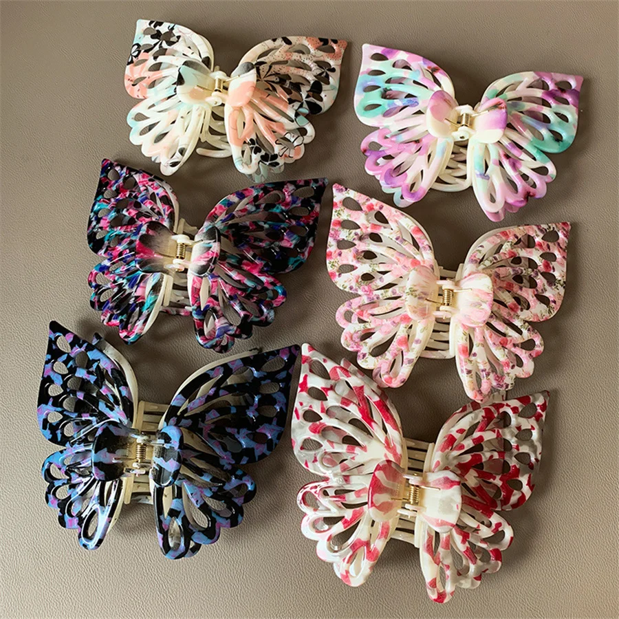 

Stylish and sweet hollow double-layered butterfly clip for women's back head hair clip large shark volume hair clip jewelry