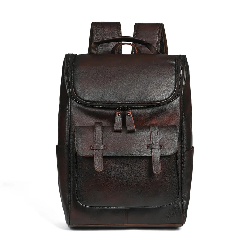 

Vintage Leather Backpack - Hand-Burnished Full-Grain Cowhide Tote Duffel, Scratch-Resistant Convertible Bag Laptop Protection