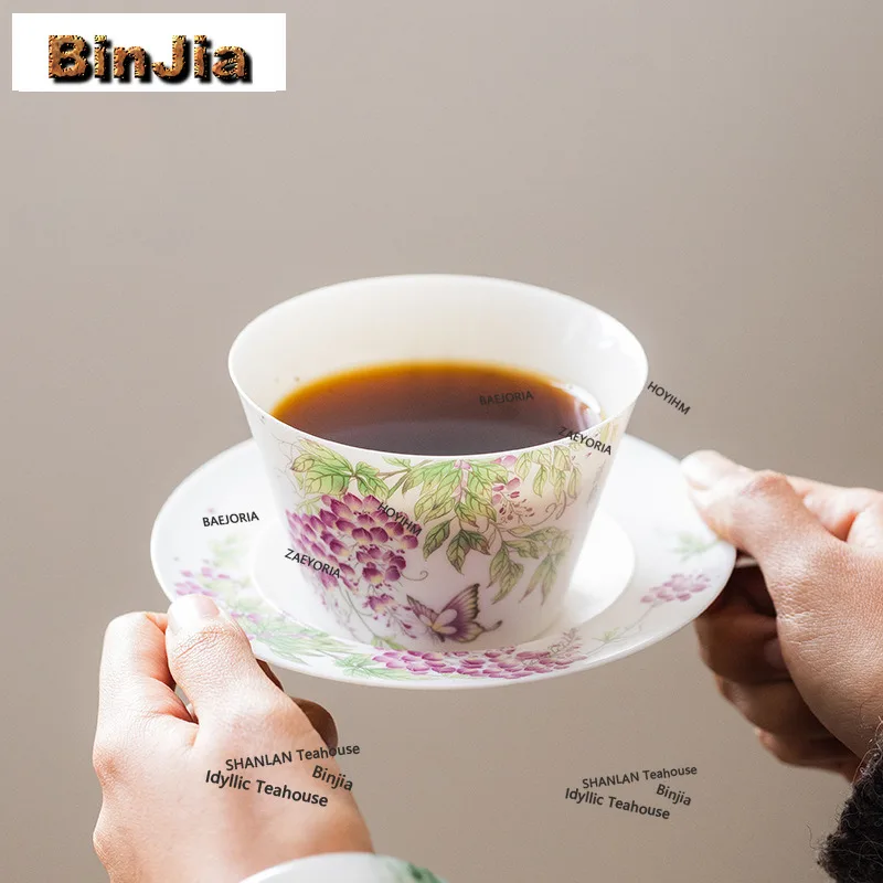BAEJORIA 200ml Mutton Fat Jade White Porcelain Coffee Mug Kitchen Cup Afternoon Tea Mug Household Office Water Cup Tea Services