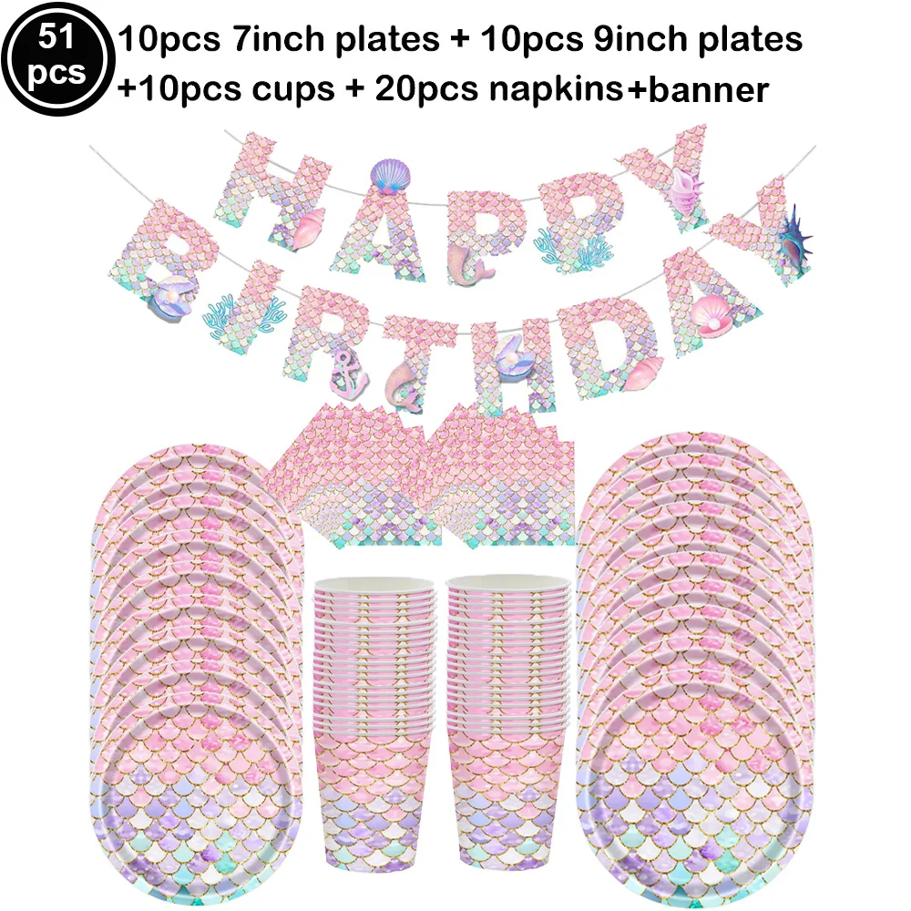6pcs Mermaid Birthday Balloon Set 5th Birthday Party Decor Shell Little Mermaid Tail Balloon Girl Birthday Under The Sea Favors view 6