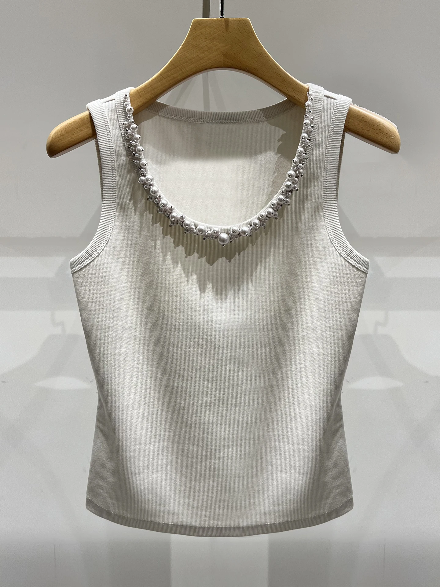 

Slimming Knitted Top Heavy Embelliment round Ne Svel Ele Lady Sle Summer New Arrival Knitwear for Women