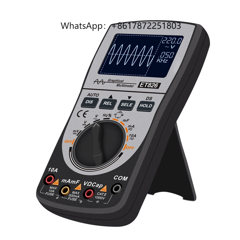 

2 In 1 Digital Oscilloscope Multimeter with Analog Bar Graph ET826 Multimeter Auto Range Backlight DC/AC Current Meter