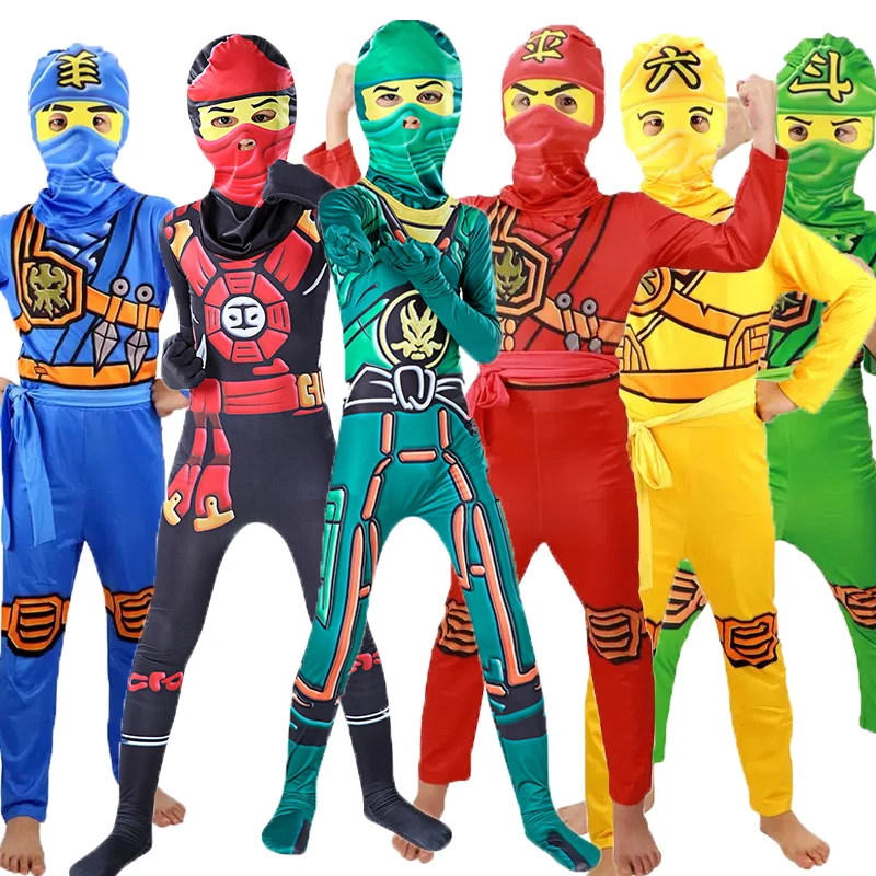 زي Ninjago الجديد للأولاد - بدلة النينجا التأثيرية للأطفال البطل الخارق للهالوين فستان حفلات الكرنفال أزياء تنكرية للنساء
