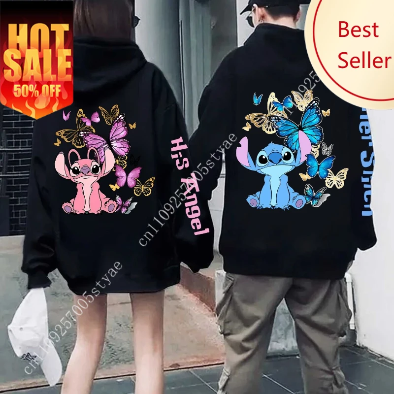 

Disney Stitch Printed Couple Fashion Hoodie Women's Hoodie Autumn/Winter New Men's and Women's Casual Fashion Street Wear