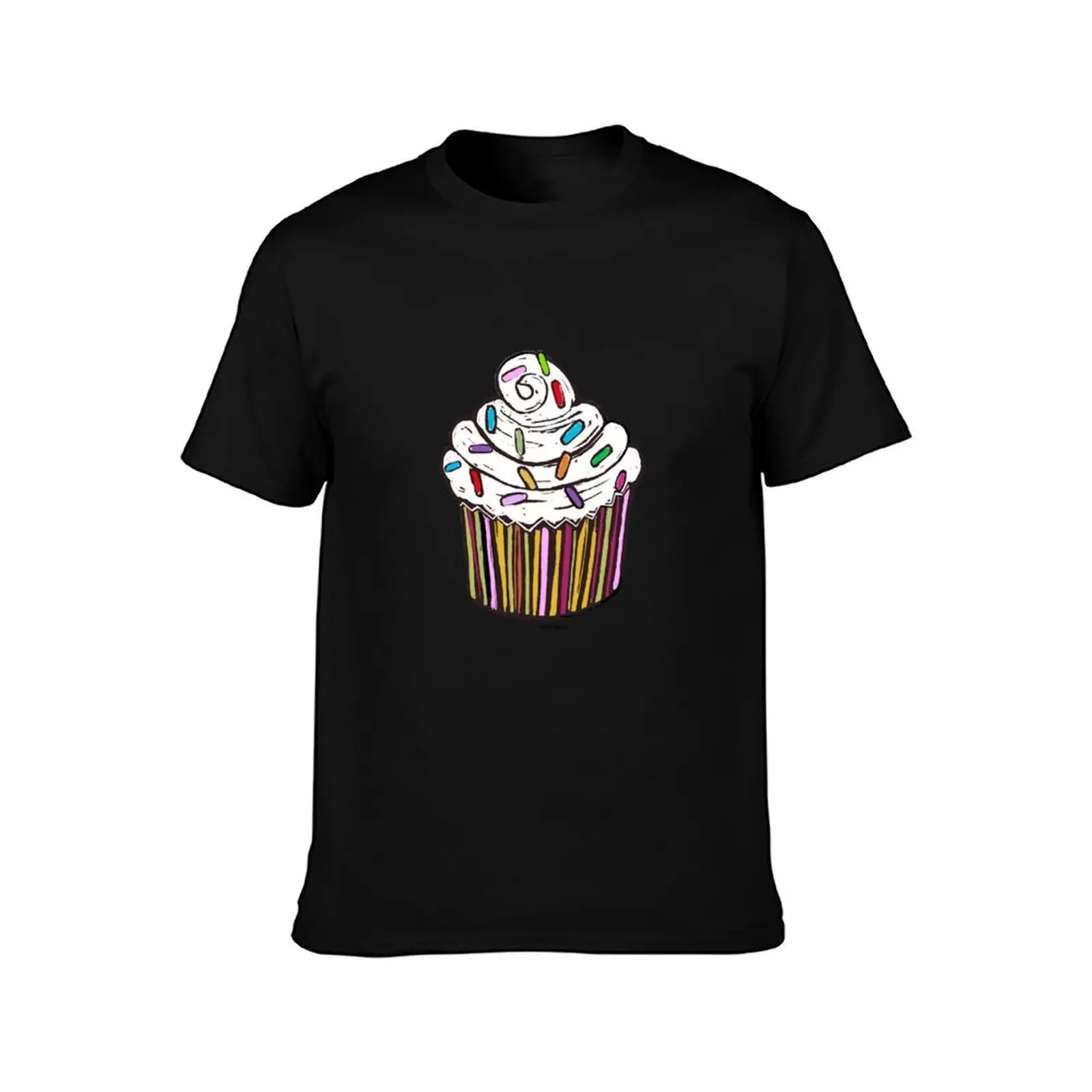 Cupcake with sprinkles T-Shirt Summer Casual Cotton Tee Oversized Streetwear Tops Vintage Graphic Print Unisex Men Women