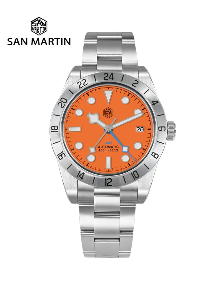 

San Martin New 39mm BB GMT Colorful Dial Classic Luxury Mens Business Watch Automatic Mechanical Waterproof Luminous Date SN0054