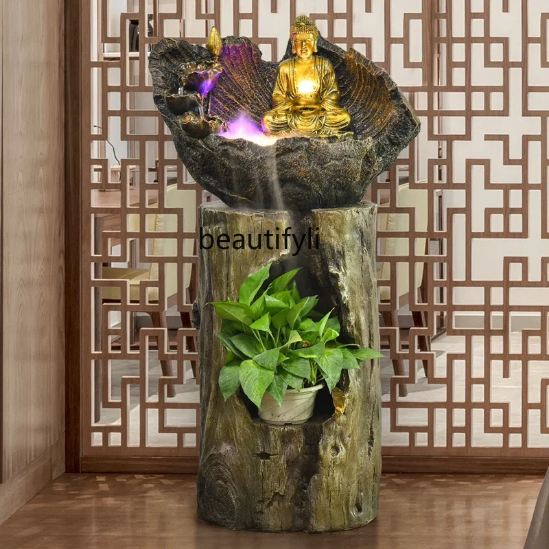 Statua di Buddha, caratteristica d'acqua, fontana di acqua corrente, ornamenti fortunati, decorazioni per la casa, ingresso del soggiorno, regali, decorazioni
