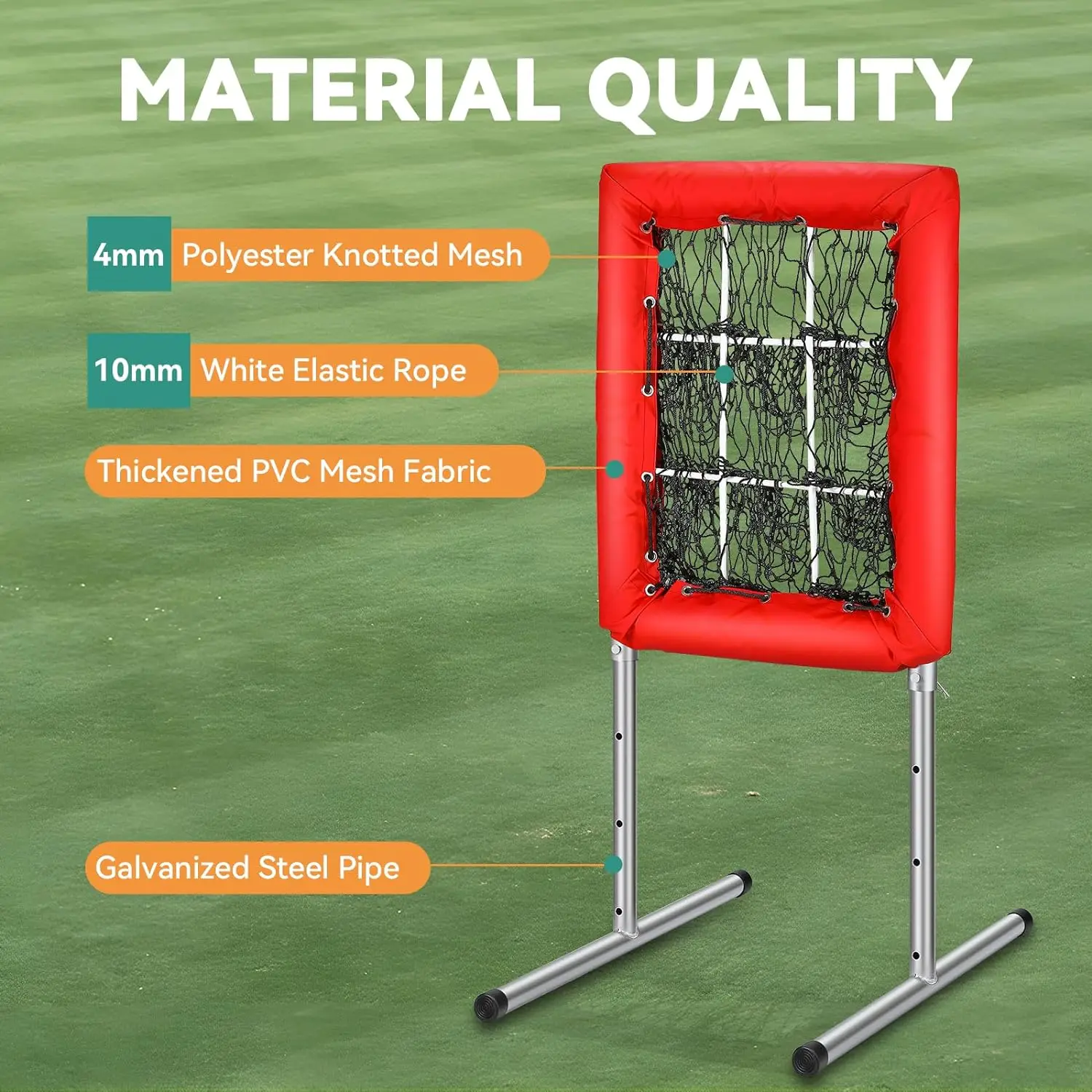 9 Hole Softball Baseball Net Heavy Duty Height Adjustable Trainer Aid with Strike Zone & 4 Ground Stakes, for Youth Adults