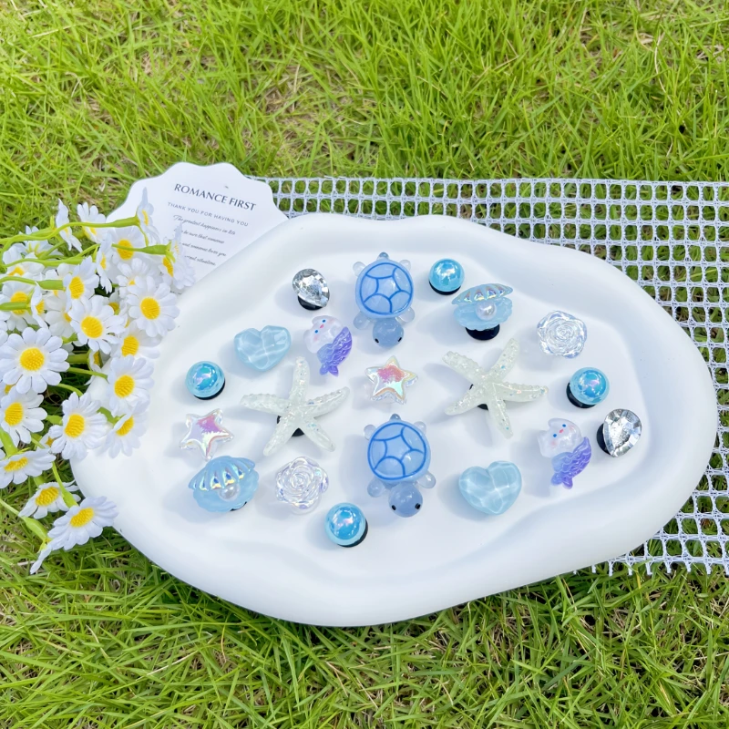 Summer Jibbitz Charms 20Pcs Of Blue Turtle Shell Ocean Series Shoe Accessories Detachable Accessories Diy Accessories Party Gift