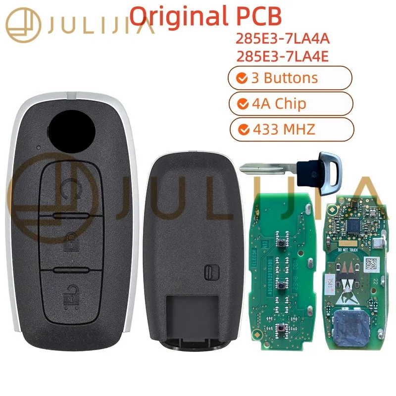 Original PCB For Nissan X-Trail Rogue 2023 2024 Genuine Smart Remote Key 4A Chip 3 Buttons 433MHz FCC ID 285E3-7LA4A 285E3-7LA4E