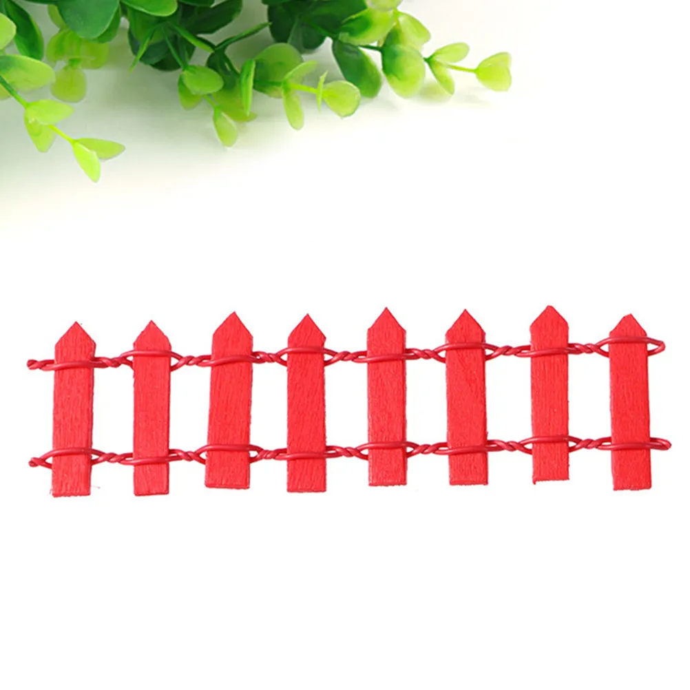 

Mini Small Wood Fence Micro Landscape DIY Miniature Garden Picket Fence Decoration Christmas Tree Ornament Red