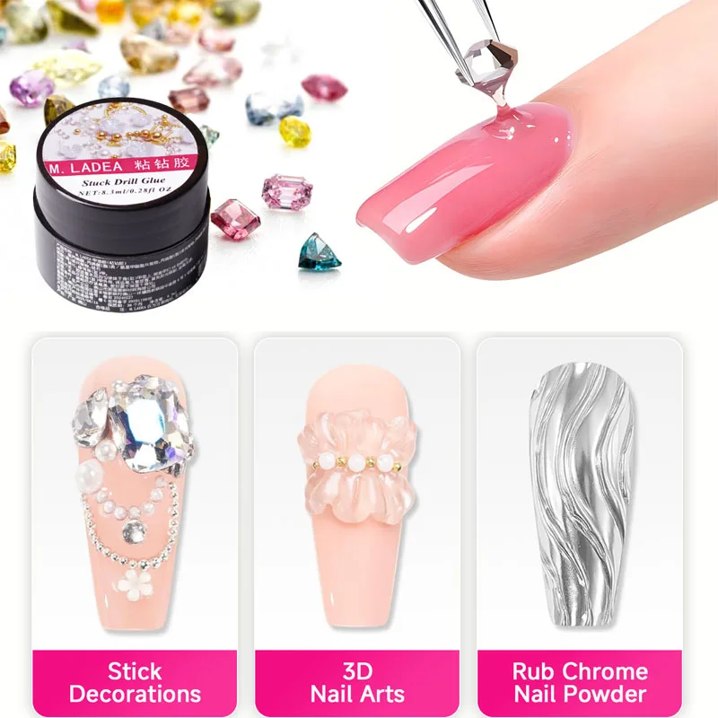 8ml super forte strass arte do prego preso broca gel & led uv gel secador de unhas manicure cura luz portátil diy unhas artes ferramentas