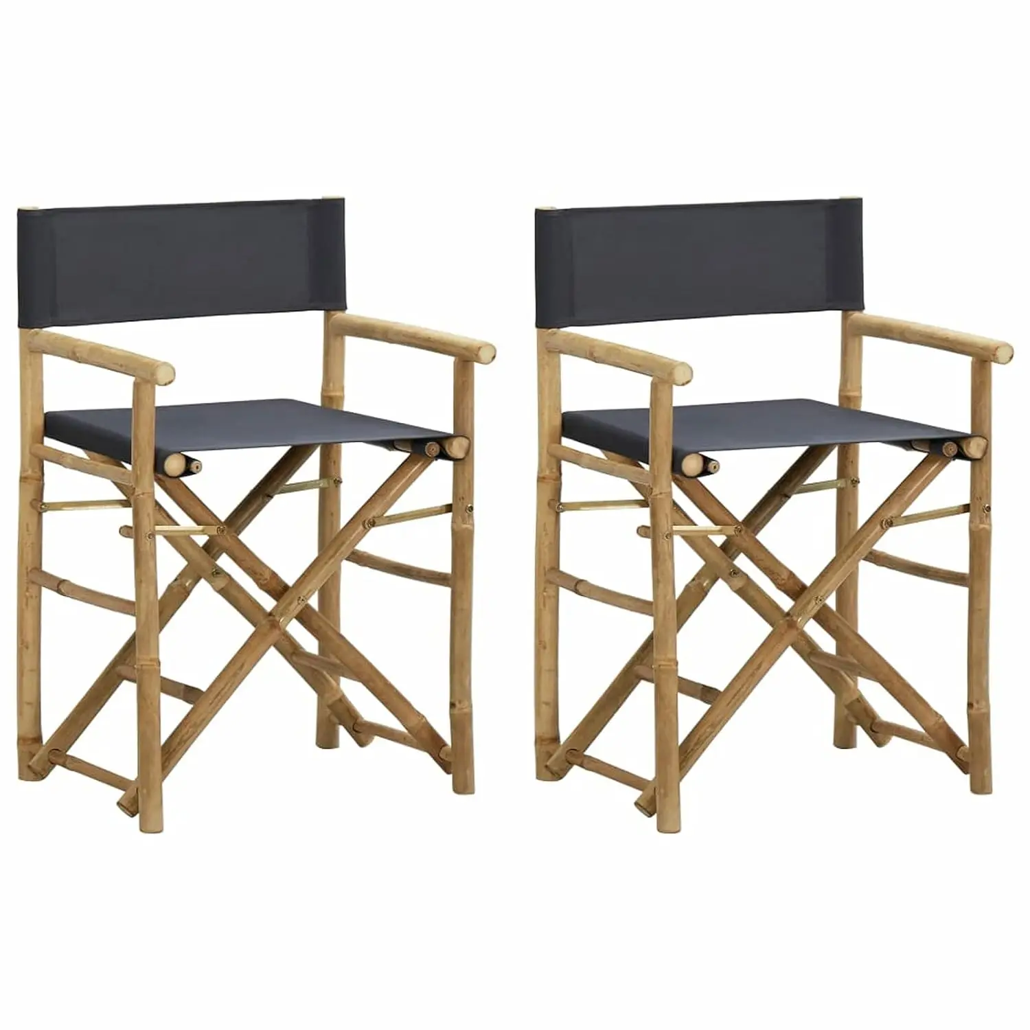 Dark Grey Bamboo Director Chair 2-Pack, Outdoor Patio Garden Portable Lightweight 220lb, Customized