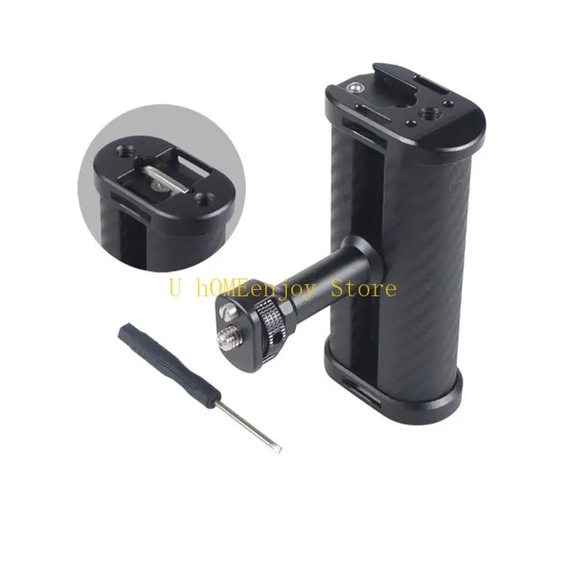 B0KF Universal Aluminum Side Handle Grip for DSLR Camera Cage with Cold Shoe Mount Ergonomic Design for Comfortable Handheld