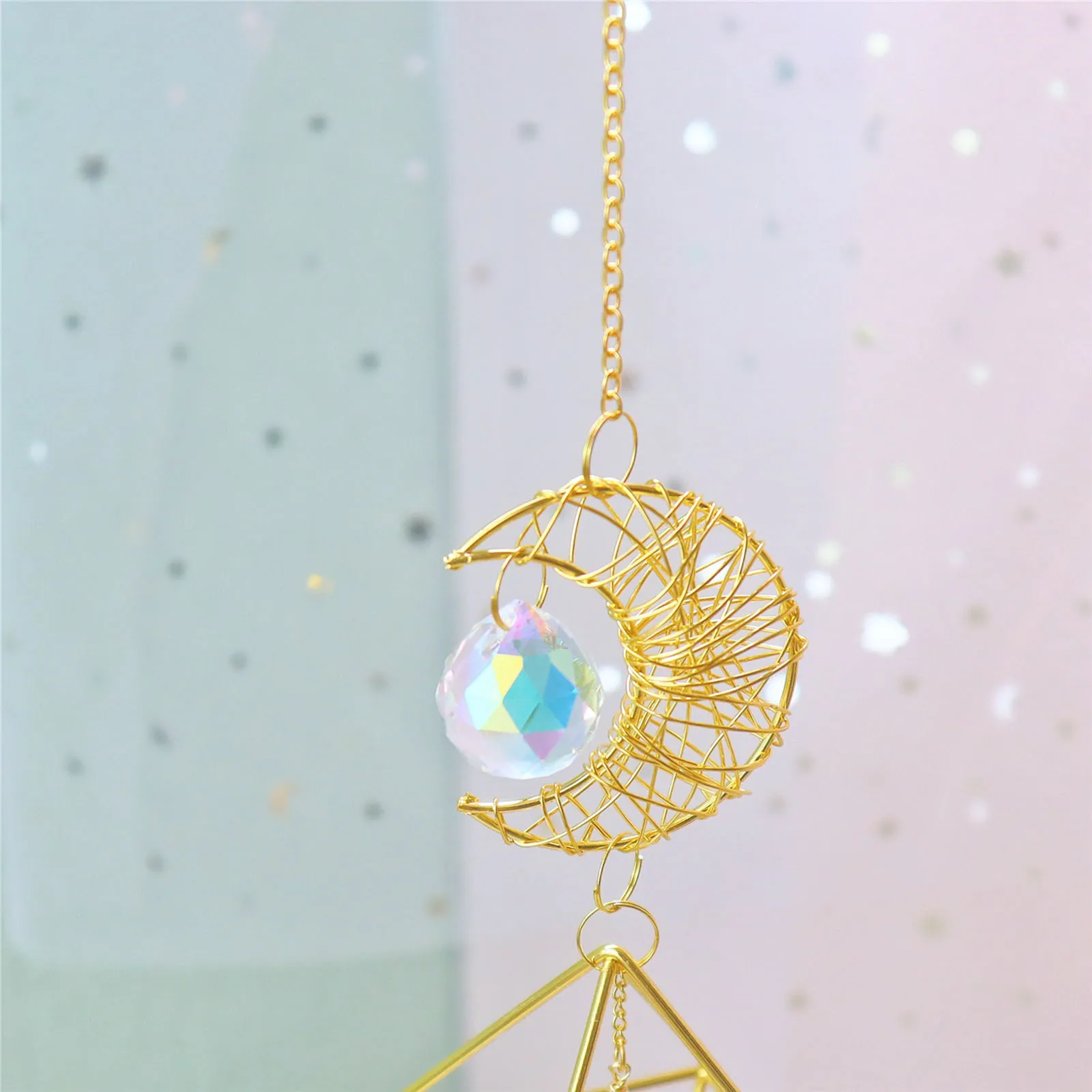 Hanging Pendant Crystal Suncatcher Stone Wind Chime for Indoor Party Bedroom