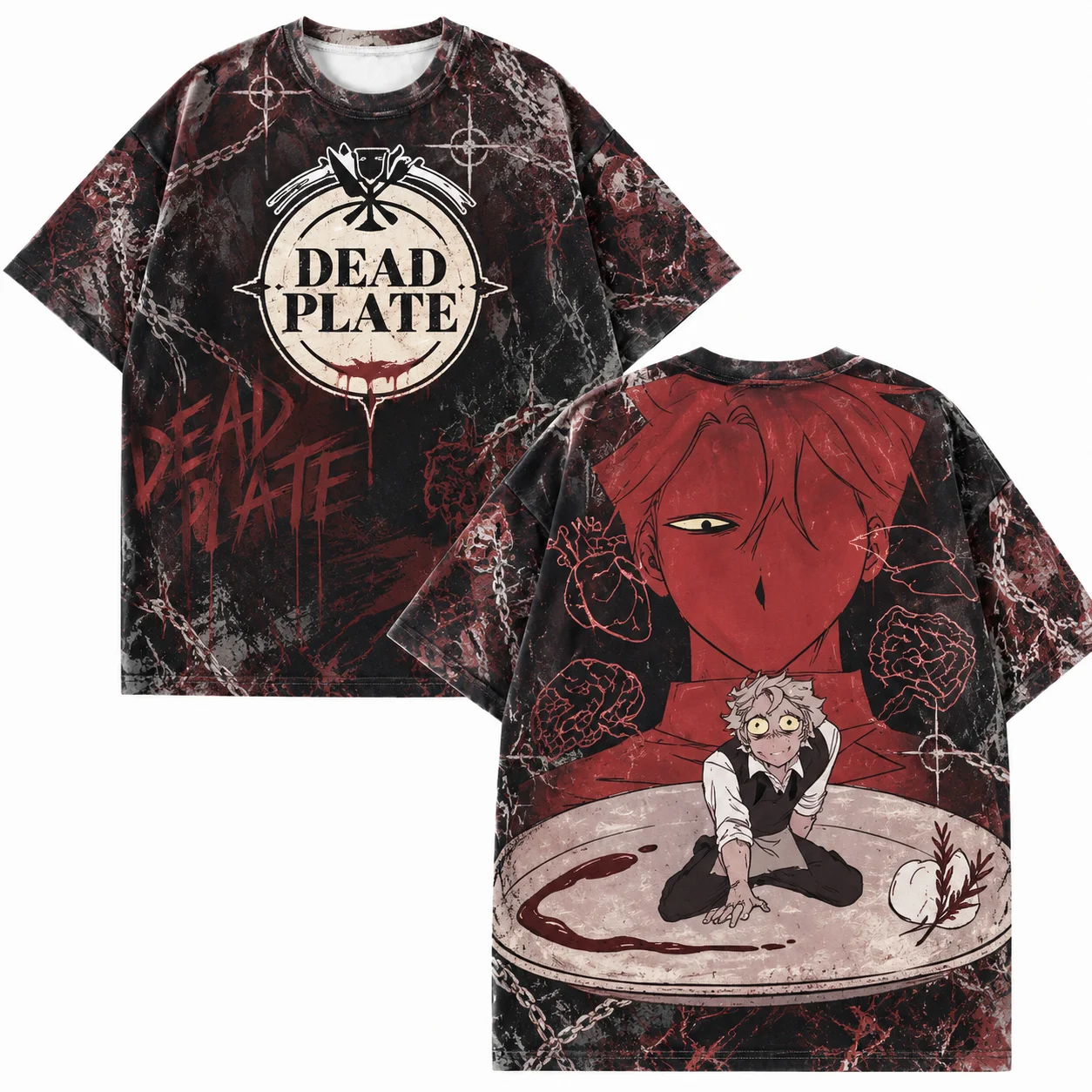 Dead Plate Parent‑Child Matching Washed T‑Shirt, Soft Vintage Loose Oversized Streetwear Family Printed Short Sleeve Tops