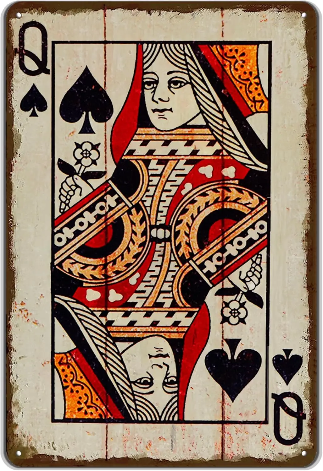 Vintage Poker Wall Decor Metal Sign Retro tin Sign Wall Decorative Signs for Man Cave Home Cafe Pub bar Shop 12x8 Inch Spades Qu