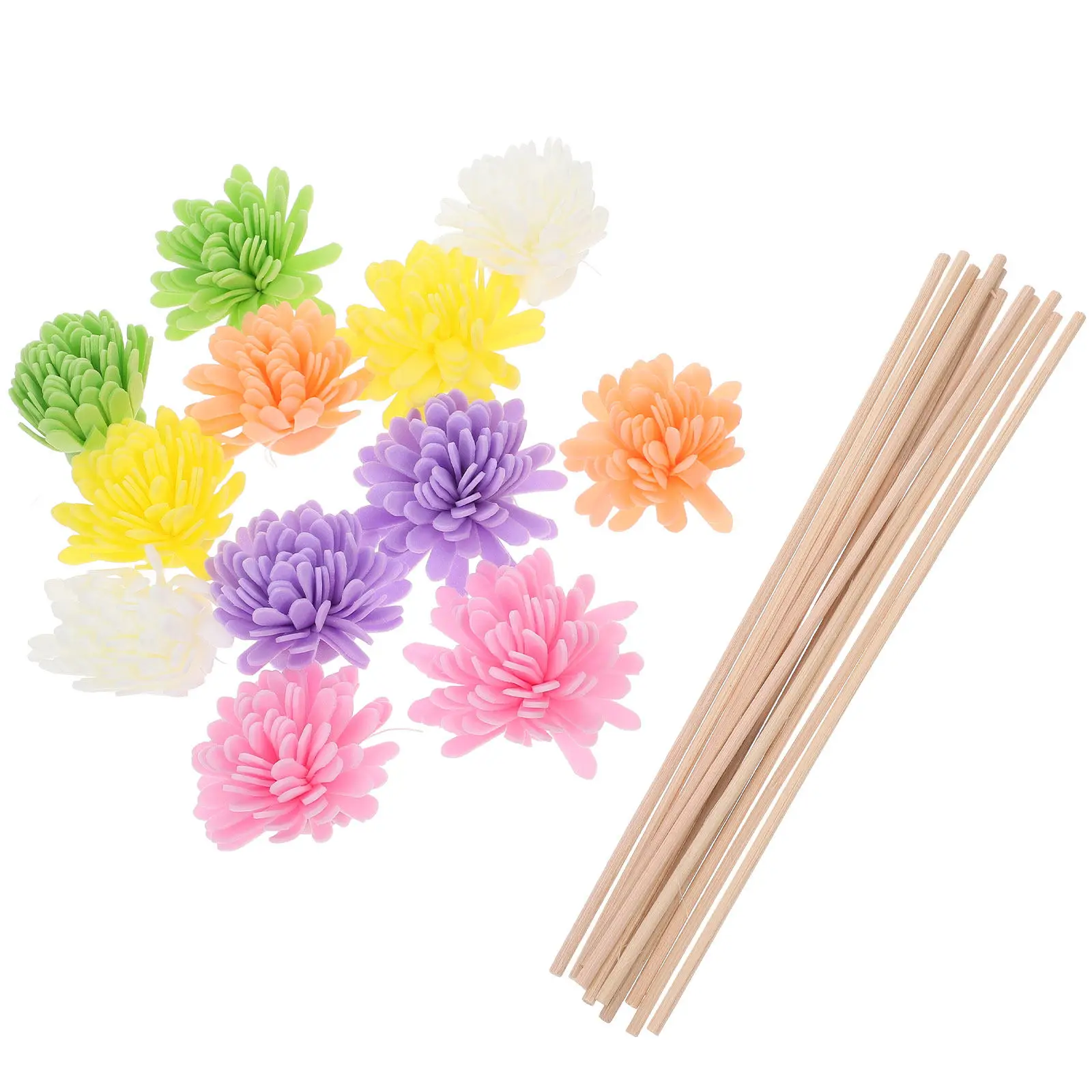 12Pcs Versatile Reed Diffuser Sticks Flameless Fragrance Sticks with Artificial Flowers for Home Office Hotel Essential Oil