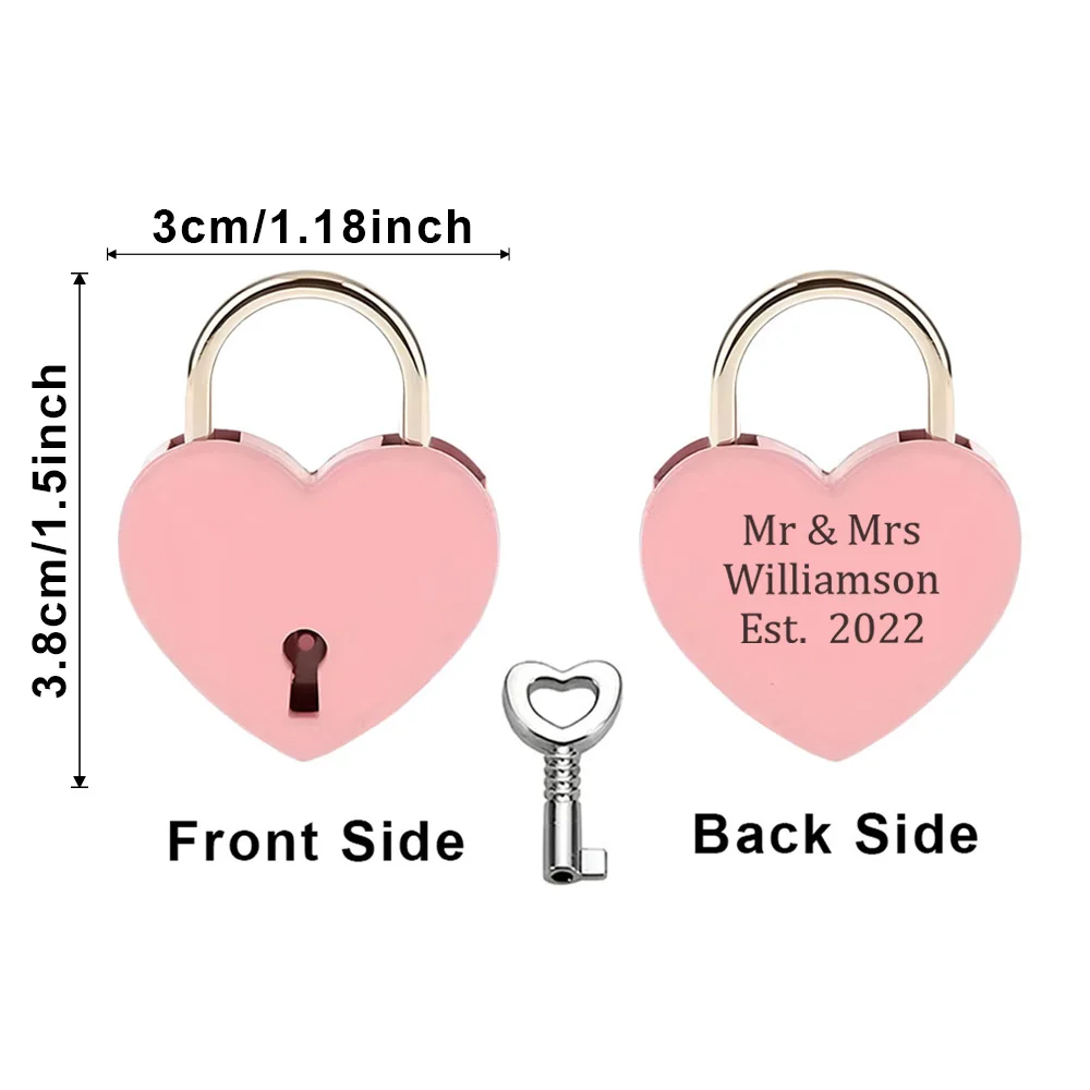 1PC Romantisch paar liefde Aangepaste naam en datum Mini hartvormig slot Liefde hangslot Wish Lock Bruiloft ingetoetst hangsloten voor Annive
